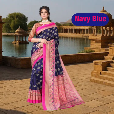 Elegant Art Silk Sarees B1 G1 Free (2AS16) - Image 3