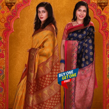 Elegant Art Silk Sarees B1 G1 Free (2AS16) - Image 4