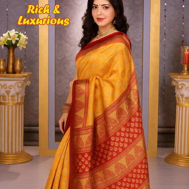 Elegant Art Silk Sarees B1 G1 Free (2AS16) - Image 5