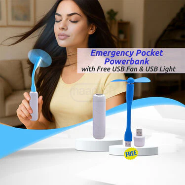 Emergency Pocket Power Bank With Free USB Fan & USB Light (PB24) - Image 2