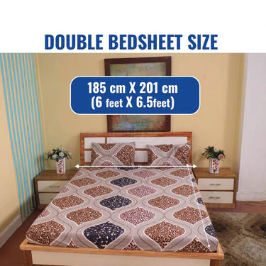 Fitted Double Bed Sheet With 2 Pillow Covers (DBS13) - Image 2