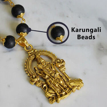Golden Karungali Mala with Murgan Pendant (GKMP1) - Image 2