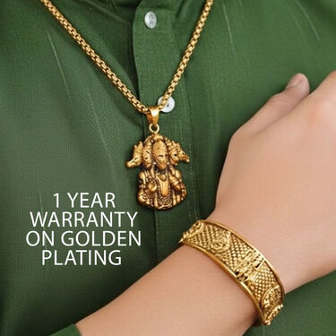 Golden Panchmukhi Hanuman Pendant Chain With Hanuman Kada (HPCK) - Image 4