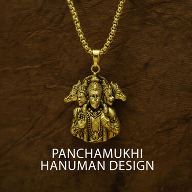 Golden Panchmukhi Hanuman Pendant Chain With Hanuman Kada (HPCK) - Image 5