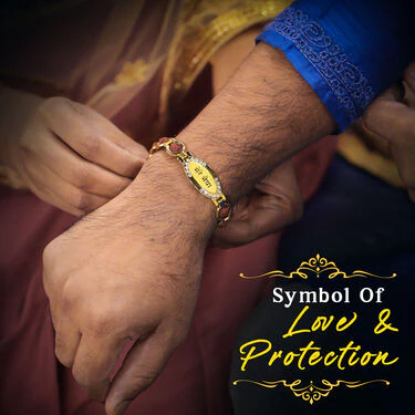 Golden Rakhi Bracelet (RB2) - B1G1 - Image 3