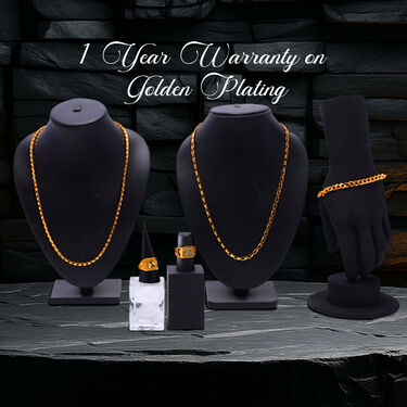 Golden Watch + 2 Chain + 2 Ring + Bracelet (MGW2C2RB1) - Image 3