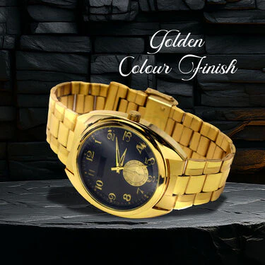Golden Watch + 2 Chain + 2 Ring + Bracelet (MGW2C2RB1) - Image 5
