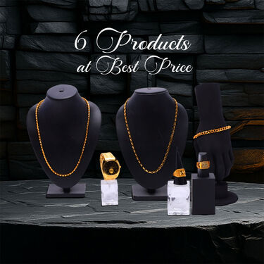 Golden Watch + 2 Chain + 2 Ring + Bracelet (MGW2C2RB1) - Image 6