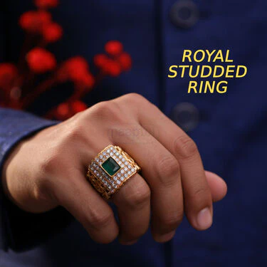 Golden Watch  + 2 Chain + Bracelet +  Maharaja Ring (MGW2CBR21) - Image 2