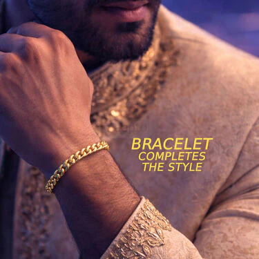 Golden Watch  + 2 Chain + Bracelet +  Maharaja Ring (MGW2CBR21) - Image 3