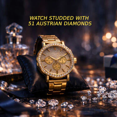 Golden Watch  + 2 Chain + Bracelet +  Maharaja Ring (MGW2CBR21) - Image 5