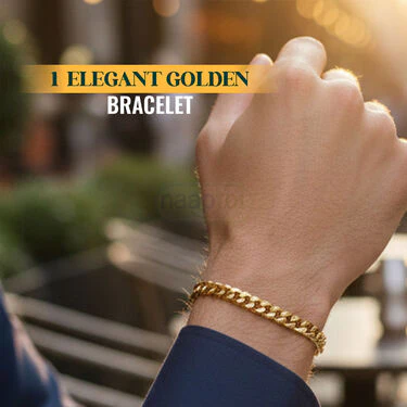 Golden Watch + 2 Chain + Bracelet +  Ring (MGW2CBR20) - Image 3