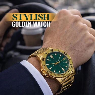 Golden Watch + 2 Chain + Bracelet +  Ring (MGW2CBR20) - Image 5