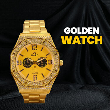 Golden Watch + 2 Chain + Bracelet + Ring  (MGW2CBR6) - Image 4