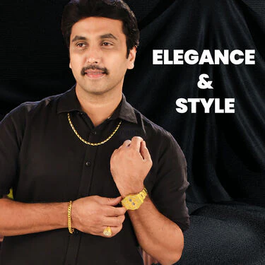 Golden Watch + 2 Chain + Bracelet + Ring  (MGW2CBR6) - Image 8
