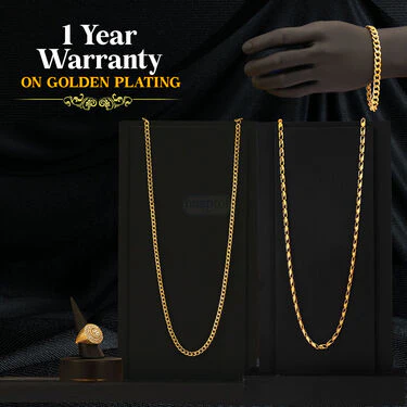 Golden Watch + 2 Chain + Bracelet + Ring  (MGW2CBR6) - Image 9