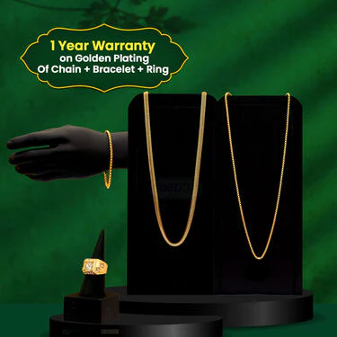 Golden Watch + 2 Chain + Bracelet + Ring  (MGW2CBR9) - Image 11