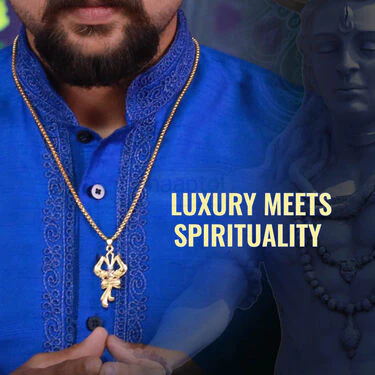 Golden Watch + 2 Chain +  Trishul om & Damru Pendant + Bracelet + Ring ( MGW2CBRP3) - Image 7