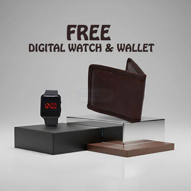Maroon Fleece Jacket With Digital Watch And Wallet Free (1FJ9M) - Image 3