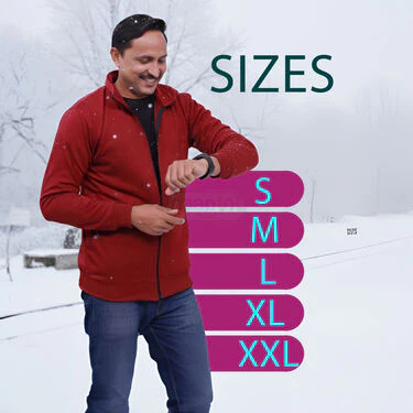 Maroon Fleece Jacket With Digital Watch And Wallet Free (1FJ9M) - Image 4