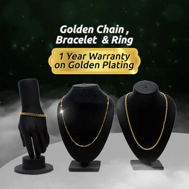 Mens Golden Royal Watch + 2 Chain + Bracelet + Ring (MGW2CBR16) - Image 8
