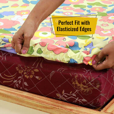 Multi Floral Fitted Double Bed sheet with 2 Pillow Covers (DBS19) - Image 6