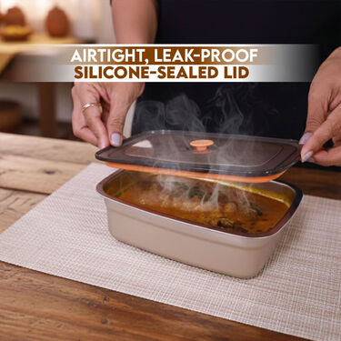 Pack of 2 Stainless Steel Microwavable Container With Airtight Lid (2SMC1) - Image 4