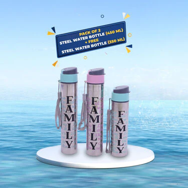Pack of 2 Steel Water Bottle (450ml) + Free 1 Steel Water Bottle (350ml) - (2&1SWB) - Image 5