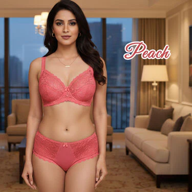 Pack of 3 Elegant Designer Lace Bra And Panty Set (3BP3) - Image 9