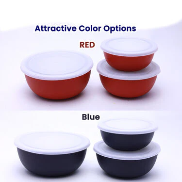 Pack of 3 Microwaveable Stainless Steel Bowl Set With Airtight Lids + Free 3 Serving Spoons (3MB3) - Image 8