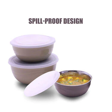 Pack of 3 Stainless Steel Bowl Set With Airtight Lids (3MB1) - Image 4