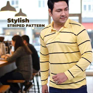 Pack of 4 Stripe Printed Collar Neck  Full Sleeves T-shirts (4PTF3) - Image 5