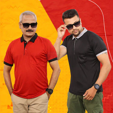 Pack Of 5 Collar T-Shirts With Pocket With 1 Watch + Aluminum Wallet + Sunglass (5PTW-2) - Image 2