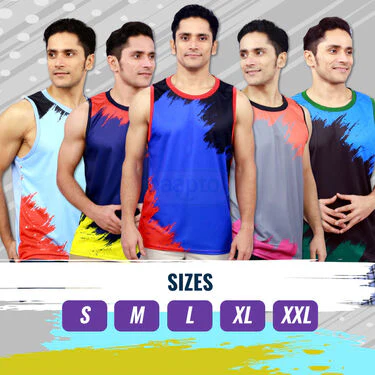 Pack of 5 Sleeveless Printed Vests For Men (5SL10) - Image 3