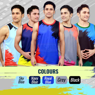 Pack of 5 Sleeveless Printed Vests For Men (5SL10) - Image 4