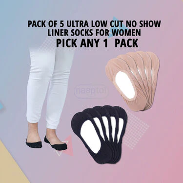 Pack of 5 Ultra Low Cut No Show Liner Socks For Women - Pick Any 1 (ULS1) - Image 2