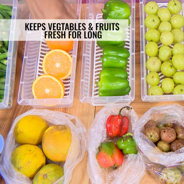 Pack of 6 Veggie Fresh Food Storage Container with Lid & Drain Tray (6VF1) - Image 2