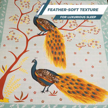 Peacock Printed Cotton Rich Double Bedsheet With 2 Pillow Covers (DBS12) - Image 6
