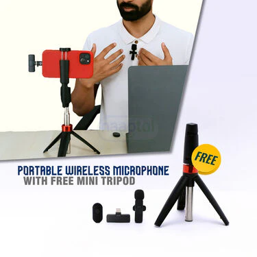 Portable Wireless Microphone With Free Mini Tripod Set (PWM2) - Image 2