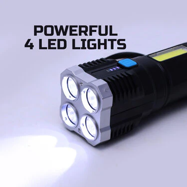 Powerful Long Range 4 LED Bright Torch with Emergency Light (LL26) - Image 2