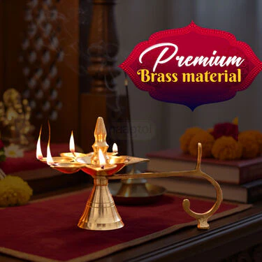 Pure Brass Panchdeep Aarti Diya (1PAD1) - Image 2