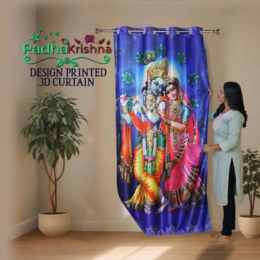 Radha Krishna Printed 3D Curtain (CU6) - Image 2