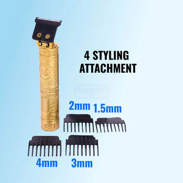 Rechargeable Mens Golden Hair Trimmer + FREE Premium Wireless Bluetooth Earpod with Charging case and LED display (PMT1WP2) - Image 3