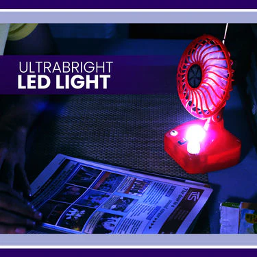 Rechargeable Portable Fan with LED Light (IF2) - Image 5