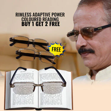 Rimless Adaptive Power Coloured Reading Glasses B1G2 Free (3CORG) - Image 2