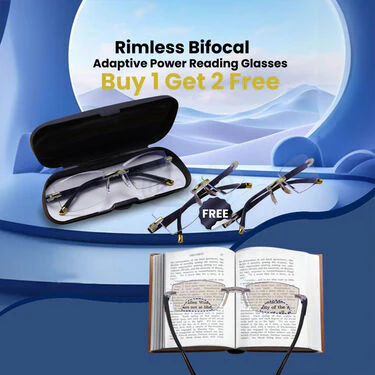 Rimless Bifocal Adaptive Power Reading Glasses B1 G2 Free (3BORG5) - Image 2