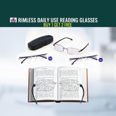 Rimless Daily Use Bifocal Reading Glasses - Buy 1 Get 2 FREE (3BRG16) - Image 2