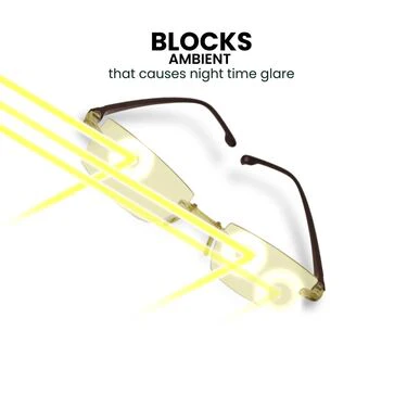 Rimless HD Night Vision Glasses With Free Golden Digital Watch (NVGW1) - Image 3