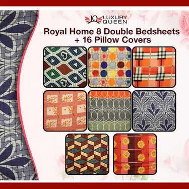 Royal Home 8 Double Bedsheets + 16 Pillow Covers (8BS18) - Image 2