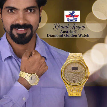 Royal Luxe Austrian Diamond Golden Watch (MGW30) - Image 2
